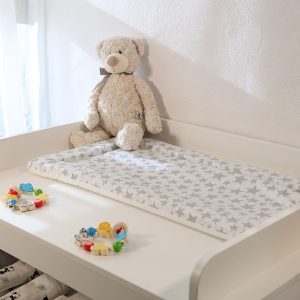 Saltea infasat L 50x71 cm Grey Stars PVC spuma pentru confort si siguranta bebelusi - imagine 3
