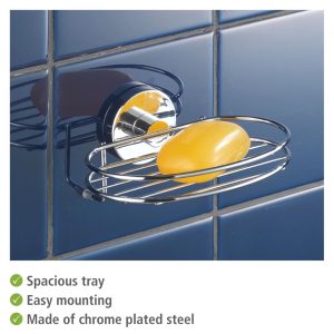 Savoniera inox Wenko Milazzo Vacuum-Loc 17x7.5x12 cm pentru baie cu prindere rapida si reutilizabila - imagine 5