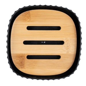 Savoniera Wenko Rotello 10.5 x 2 x 10.5 cm plastic bambus negru maro pentru baie elegante și funcționale - imagine 3