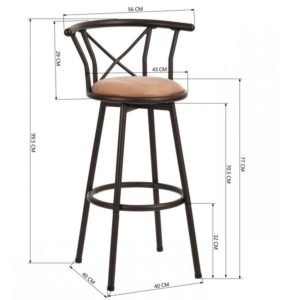 Scaun de bar Bedora Iron maro 43x56x99 cm metal/textil pentru bucatarie si living - imagine 6