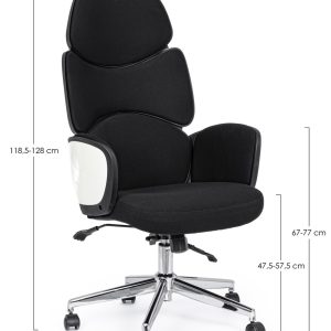 Scaun de birou Armstrong Bizzotto negru poliuretan otel cromat inaltime ajustabila 47.5-57.5 cm - imagine 7