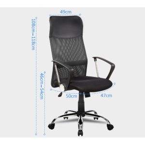 Scaun de birou ergonomic Bedora Lotte Mesh Negru 50 cm adâncime rotire 360 grade ajustabil - imagine 6