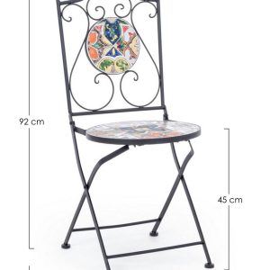 Scaun de gradina pliabil Paloma Bizzotto 39x47x92 cm otel ceramica cadru tratat exterior decoratiuni elegante - imagine 4
