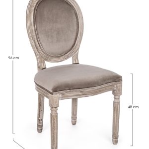 Scaun Mathilde Bizzotto din catifea grej 48x46x96 cm cu structură din lemn de mesteacăn pentru eleganță și confort în interior - imagine 3
