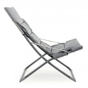 Scaun pentru gradina pliabil Relax Bizzotto 60x90x86 cm otel poliester gri deschis cu husa detasabila - imagine 4
