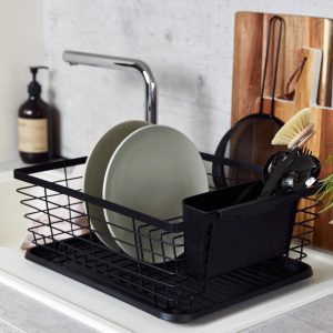 Scurgator pentru vase Wenko Drip Black 30x36x15 cm metal cu tava detasabila pentru curatare usoara - imagine 5