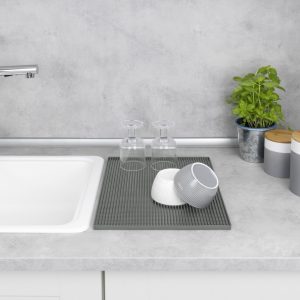 Scurgător Vase Plastic Wenko Maxi Grey 40x30 cm pentru Organizare Bucătărie Eficientă - imagine 6