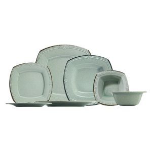 Set masa 24 piese portelan Kutahya Porselen 26x26 cm platouri 22x22 cm farfurii 15x15 cm boluri rezistent la masina de spalat vase si cuptor cu microunde - imagine 3