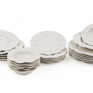 Set masa 24 piese portelan crem Kutahya Porselen, farfurii și boluri, compatibile cu mașina de spălat vase și cuptor cu microunde - imagine 3