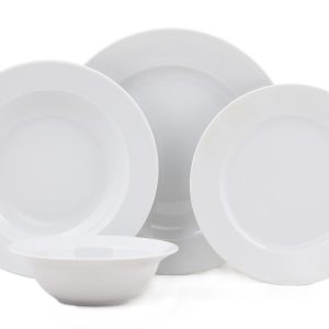 Set Masa 24 Piese Portelan Alb Kutahya Porselen cu Farfurii și Boluri Compatibile Mașină Spălat Vase și Cuptor Microunde 22 cm, 20 cm, 14 cm, 18 cm - imagine 3