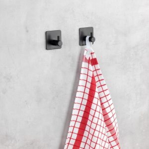 Set 2 Agatatori Dublu-Adeziv Wenko Ureo I Inox Negru 4.5x4.5x3 cm pentru Organizare Casa - imagine 4
