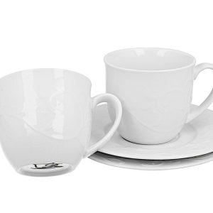 Set 2 cesti cu farfurii DUO Hemingway din portelan alb, 250 ml, compatibile cu masina de spalat vase si cuptor cu microunde - imagine 3