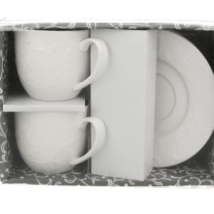 Set 2 cesti cu farfurii DUO Hemingway din portelan alb, 250 ml, compatibile cu masina de spalat vase si cuptor cu microunde - imagine 4
