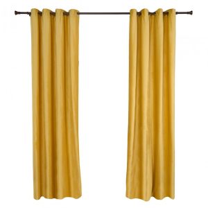Set draperii Heinner 140x270 cm galben poliester 100% cu inele metalice și cordoane tip sfoară - imagine 3