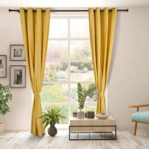 Set draperii Heinner 140x270 cm galben poliester 100% cu inele metalice și cordoane tip sfoară - imagine 1