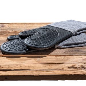 Set 2 manusi termoizolante Wenko Ada 18x38 cm bumbac poliester silicon negru gri pentru bucatarie - imagine 6