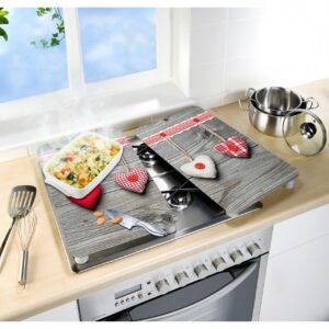 Set 2 protectii universale pentru aragaz Wenko Hearts 1.8-4.5 cm din sticla termorezistenta si plastic, rezistente la zgarieturi