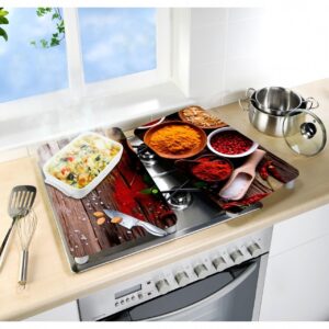 Set 2 protecții universale aragaz Wenko Spice din sticlă termorezistentă, înălțime ajustabilă 1,8-4,5 cm, rezistente la zgârieturi, igienice pentru toate tipurile de plite