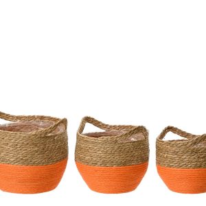 Set 3 Ghivece Decoris Round din Hartie si Iarba de Mare, Dimensiuni D28xH24 cm, D20 cm, D18 cm - Accente Naturale pentru Casa Ta - imagine 2