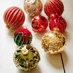 Set 3 globuri sticlă roșii Shiny Red Berry Ø8 cm Decoris pentru decorarea bradului de Crăciun - imagine 3