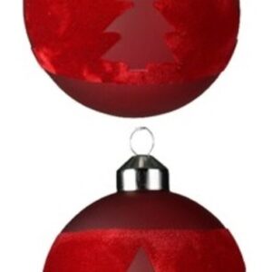 Set 3 globuri decorativ roșii Tree-star din sticlă Ø8 cm