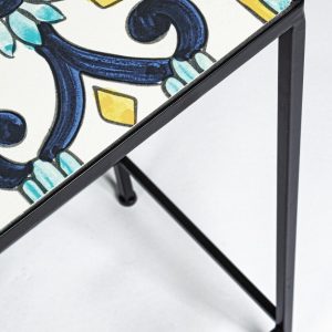 Set suporturi ghivece Bizzotto Positano exterior 3 buc, otel/ceramica, 28x28x68 cm, design modern pentru gradina si balcon - imagine 3