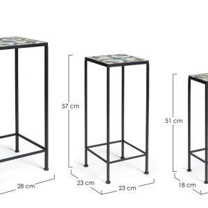 Set suporturi ghivece Bizzotto Positano exterior 3 buc, otel/ceramica, 28x28x68 cm, design modern pentru gradina si balcon - imagine 4