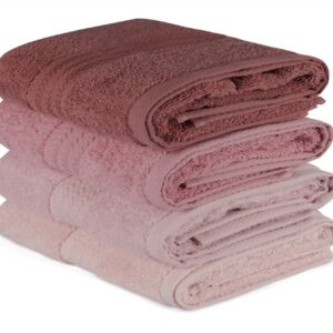 Set 4 prosoape de baie roz 50x90 cm 100% bumbac cu instrucțiuni de spălare la 40°C - imagine 1