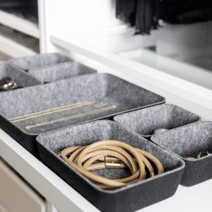 Set 7 Organizatoare Gri pentru Dulap Wenko din Poliester Reciclat 28.5 x 5 x 20 cm - Soluția Ideală pentru Ordine în Sertare - imagine 14