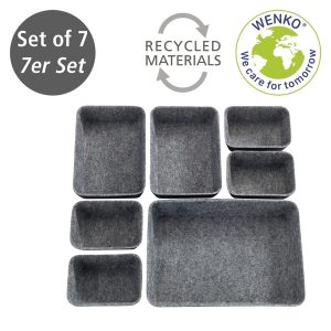 Set 7 Organizatoare Gri pentru Dulap Wenko din Poliester Reciclat 28.5 x 5 x 20 cm - Soluția Ideală pentru Ordine în Sertare - imagine 3