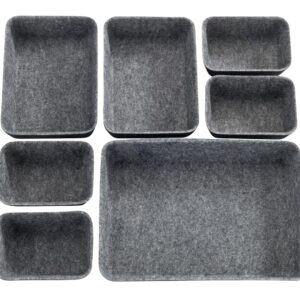 Set 7 Organizatoare Gri pentru Dulap Wenko din Poliester Reciclat 28.5 x 5 x 20 cm - Soluția Ideală pentru Ordine în Sertare - imagine 1