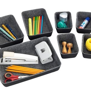 Set 7 Organizatoare Gri pentru Dulap Wenko din Poliester Reciclat 28.5 x 5 x 20 cm - Soluția Ideală pentru Ordine în Sertare - imagine 7