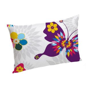 Set Papillons 2 perne microfibra 50x70 cm si pilota matlasata 180x200 cm, design colorat, umplutura fibra siliconica - imagine 3