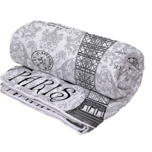 Set Alcam Paris - 2 perne microfibra 50x70 cm si pilota matlasata 180x200 cm, design colorat, umplutura fibra siliconica - imagine 4