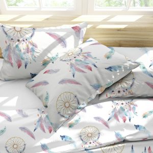 Set Alcam Dream Catcher 2 perne microfibra 50x70 cm si pilota matlasata 200x220 cm, umplutura puf siliconic, design colorat pentru orice dormitor - imagine 4