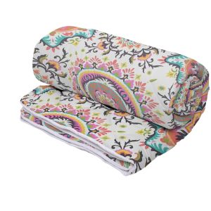 Set Alcam Kantha 2 perne microfibra 50x70 cm si pilota matlasata 200x220 cm, design colorat si umplutura din fibra siliconica - imagine 3