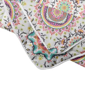 Set Alcam Kantha 2 perne microfibra 50x70 cm si pilota matlasata 200x220 cm, design colorat si umplutura din fibra siliconica - imagine 7