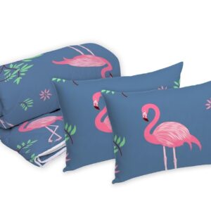 Set Alcam Pink Flamingo 2 perne microfibra 50x70 cm si pilota matlasata 220x200 cm din fibra siliconica pentru dormit confortabil - imagine 1