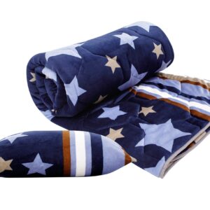 Set Alcam Cocolino Stelle Fleece - Perna 50x70 cm și Pilota Matlasată 140x200 cm cu Umplutură din Fibre Siliconice, Design Colorat pentru Confort Maxim - imagine 1