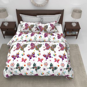 Set Alcam Papillons perna microfibra 50x70 cm si pilota matlasata 140x200 cm, design colorat, umplutura puf siliconic, confort optim pentru orice anotimp - imagine 6