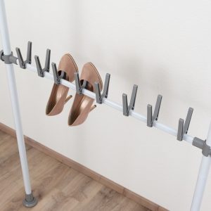 Set bara 94 cm cu agatatori pentru depozitare incaltaminte Wenko Herkules inox si plastic, organizator pentru 8 perechi pantofi - imagine 7