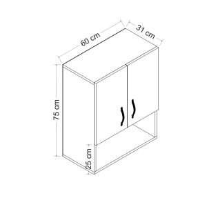 Dulap de baie Olivia 60x75x31 cm Alb PAL Grosime 18 mm - imagine 5