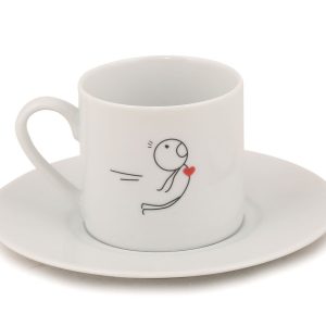 Set de cafea Kutahya Porselen 4 piese portelan alb - 2 cani si 2 farfurii, nu este compatibil cu microundele sau masina de spalat vase - imagine 3