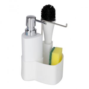 Set dispenser detergent lichid 25 ml si perie de vase cu suport inox Wenko Empire pentru organizarea bucatariei - imagine 3