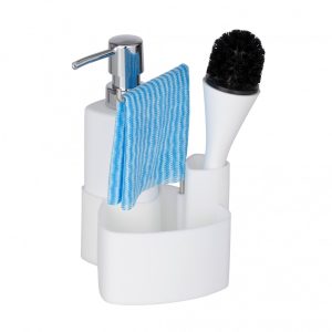 Set dispenser detergent lichid 25 ml si perie de vase cu suport inox Wenko Empire pentru organizarea bucatariei - imagine 4