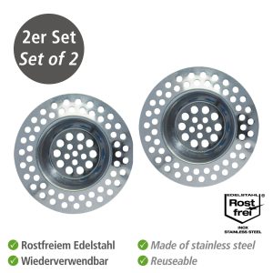 Sita pentru scurgere inox 7 cm Ø, set 2 bucati Wenko, previne infundarea si mirosurile neplacute - imagine 3