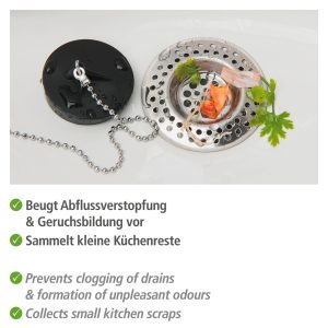Sita pentru scurgere inox 7 cm Ø, set 2 bucati Wenko, previne infundarea si mirosurile neplacute - imagine 4