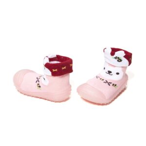 Sosete antiderapante Rabbit U-grow roz marimea 21 pentru copii, confortabile si sigure, materiale netoxice