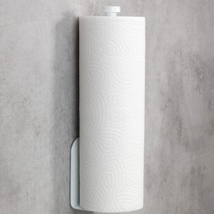 Suport autoadeziv pentru rola servetele Wenko Nio 27.5x4.5x7 cm aluminiu alb organizare baie bucatarie - imagine 8