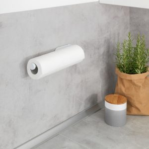 Suport autoadeziv pentru rola servetele Wenko Nio 27.5x4.5x7 cm aluminiu alb organizare baie bucatarie - imagine 9